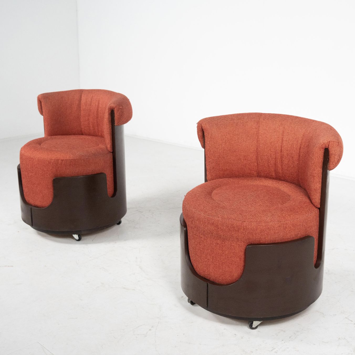 Mid Century Modern Pair Of Small Armchairs, Italy, Original Fabric photo 1840.0
