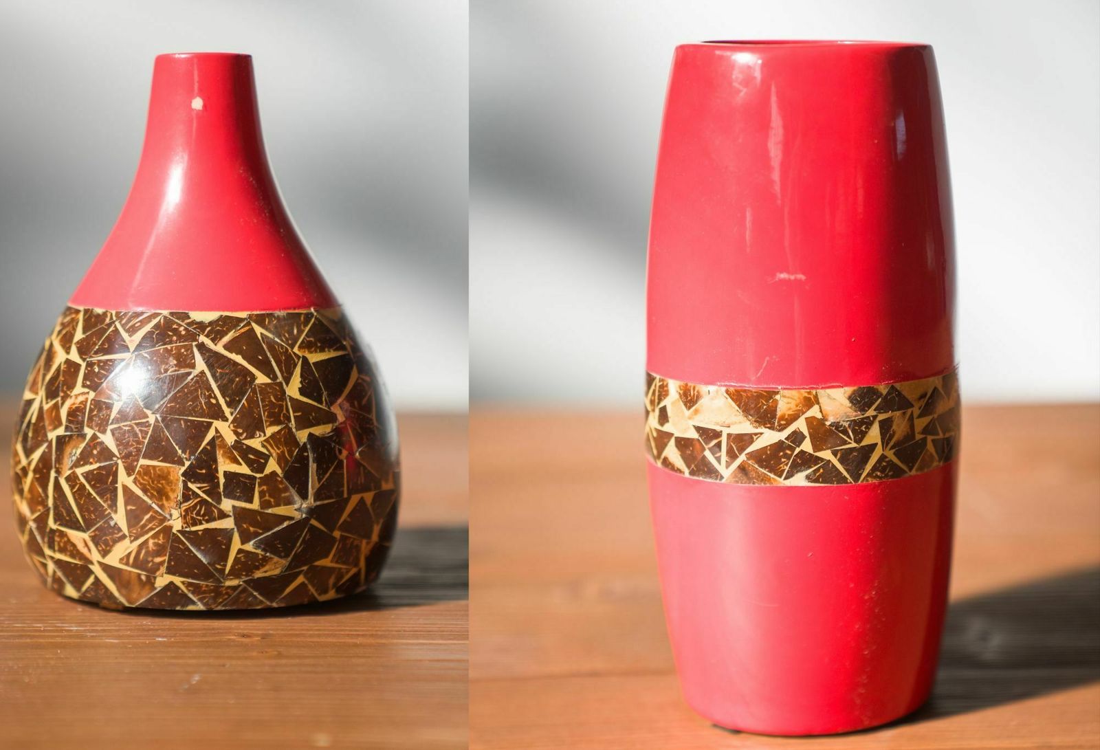 Pair Of 1970s 80s Terracotta Vases With Inlaid Mosaic photo vinterior