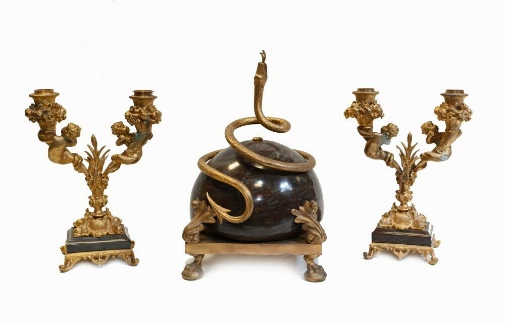 French Regency Centerpiece Candelabras Marble Gilt