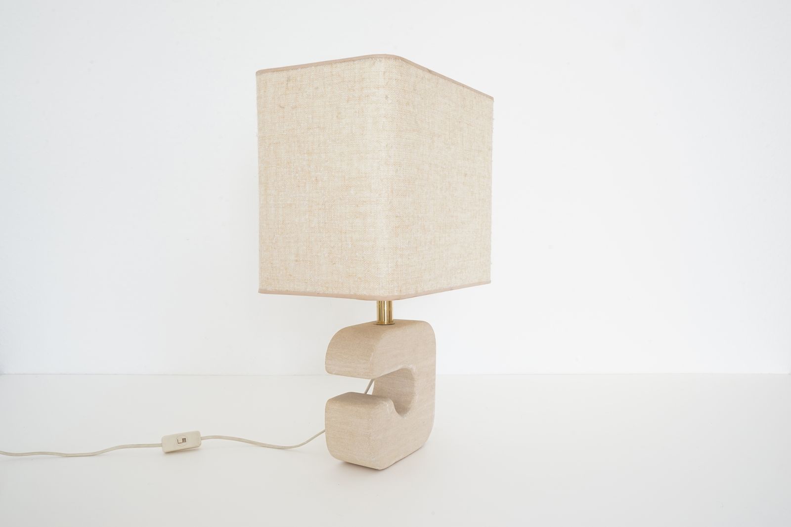 Desk Lamp From The 1960's In Sandstone And Beige Coloured Fabric photo 480.0