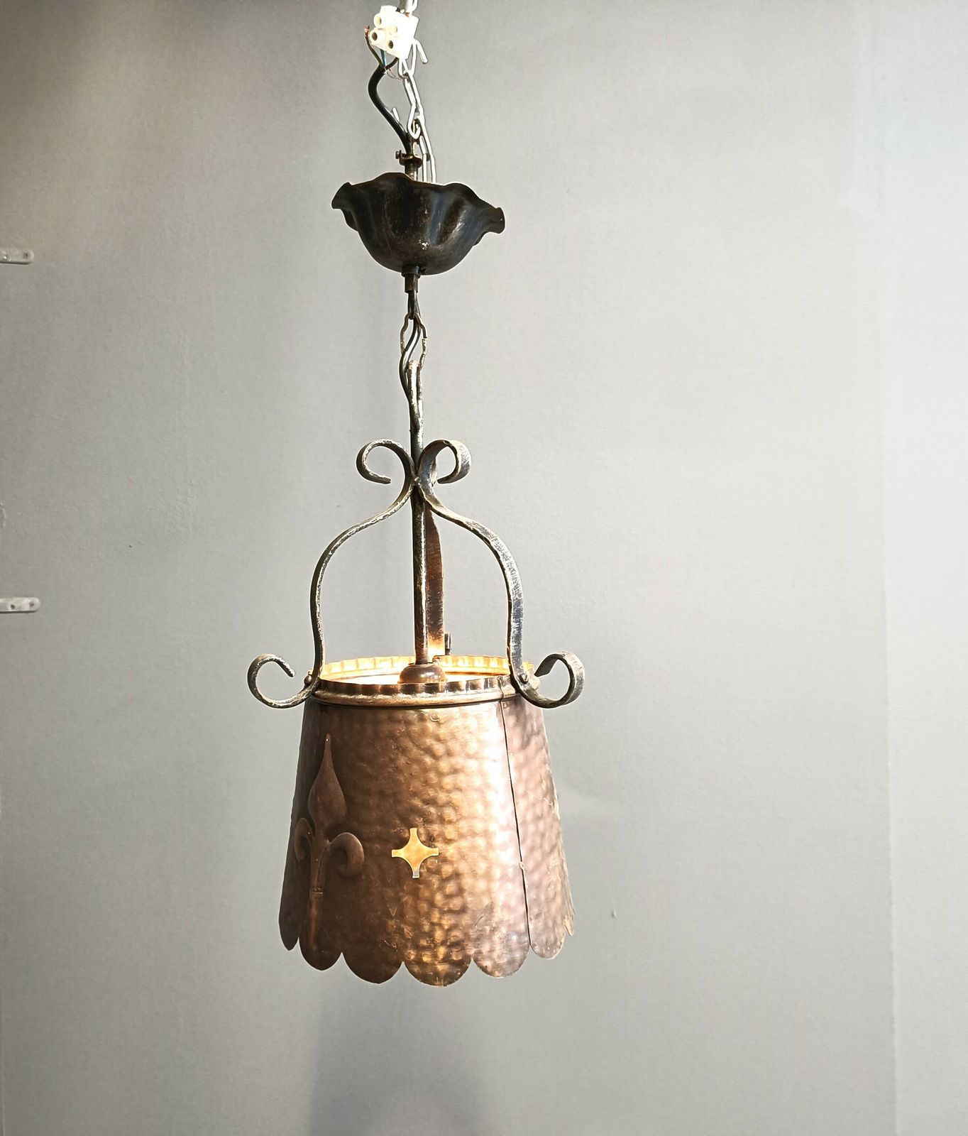 Brutalist Copper Pendant Light, 1970s photo for sale