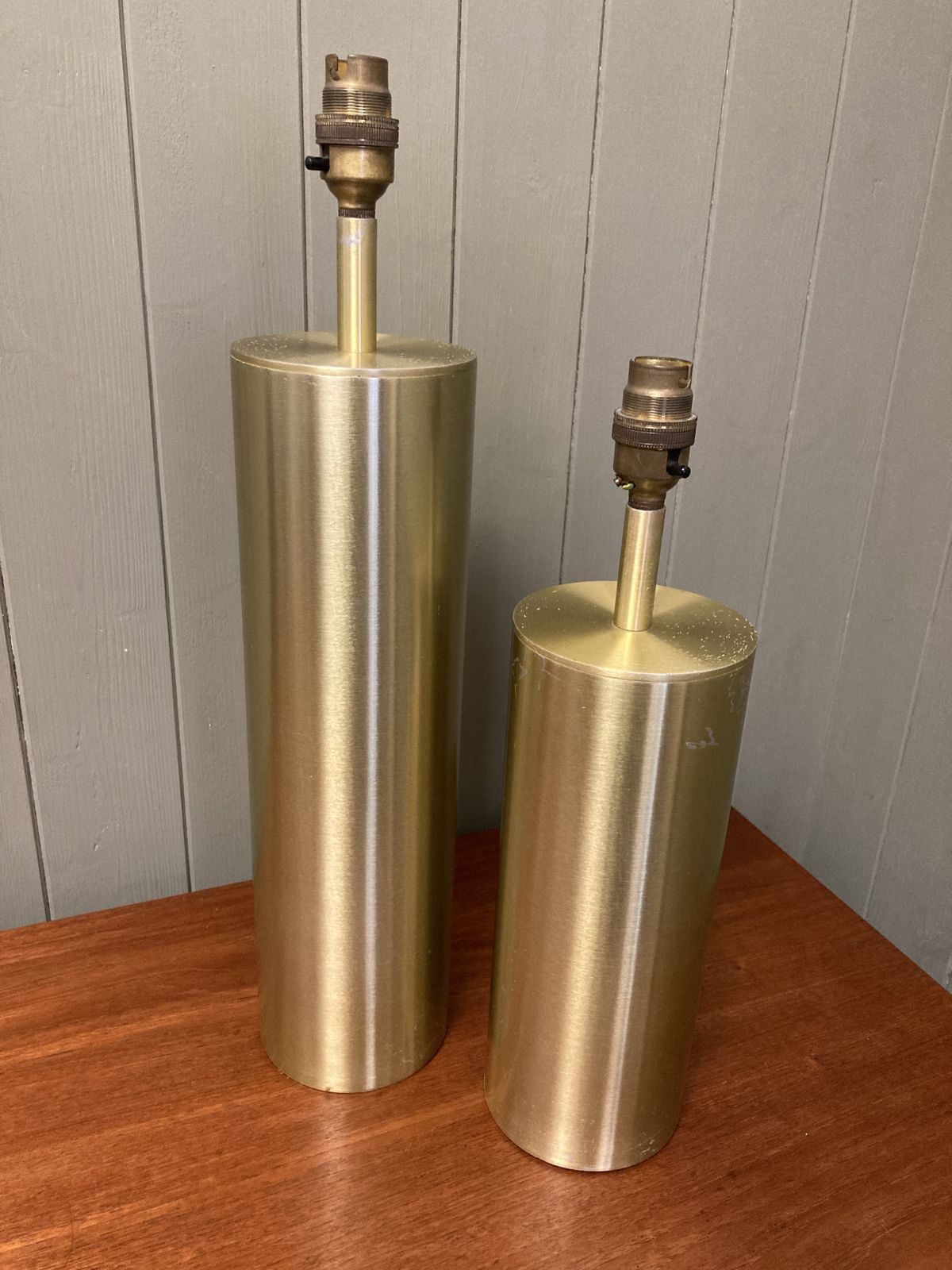 Pair Of Swedish Style Brass Metal Mid Century Table Lamps photo furniture