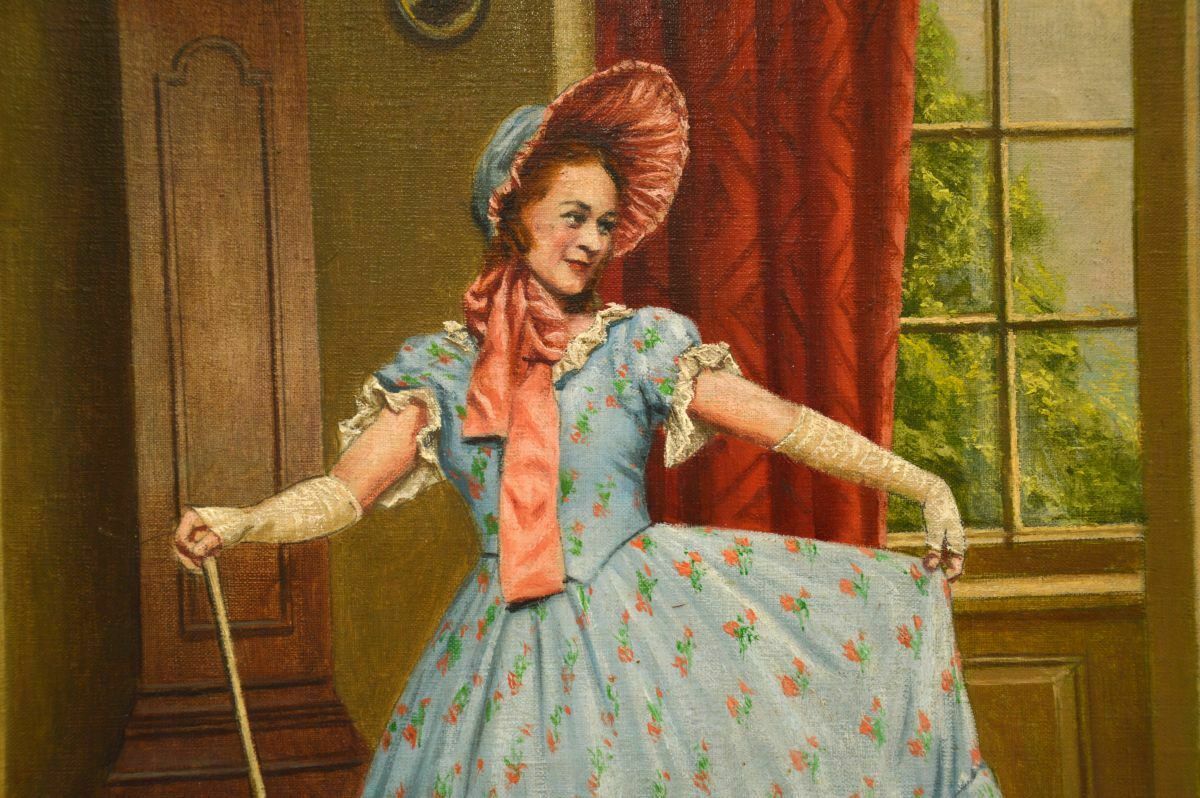 Antique Oil Painting On Canvass By Alfred Lyndon Grace photo vintage