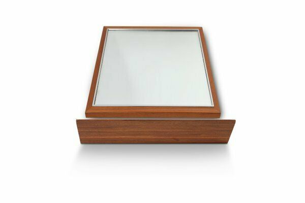 photo buy Mid Century Teak Mirror With Shelvfattributed To De Coene, Belgium, 1960s