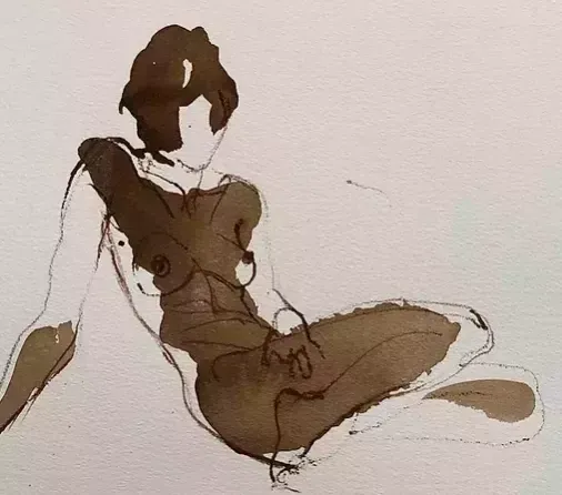 Serhiy Reznichenko, Watercolor Nude Sketch, 21st Century photo furniture