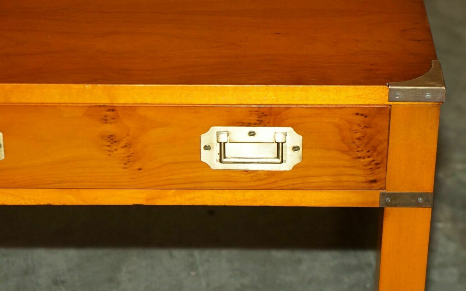 Stunning Pair Of Military Campaign Style Yew Wood Single Drawer Side End Tables photo buy