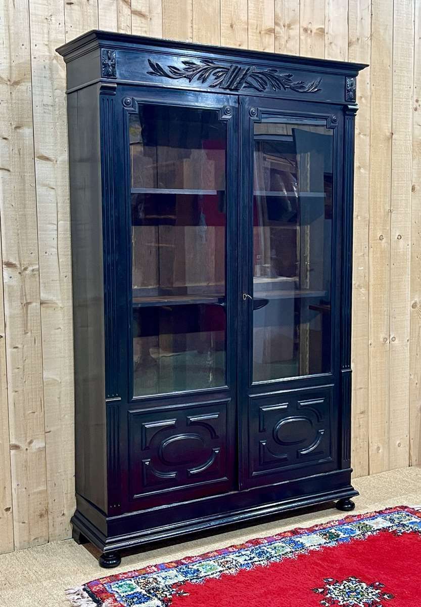 Napoleon III 19th Century Bookcase In Blackened Wood photo for sale