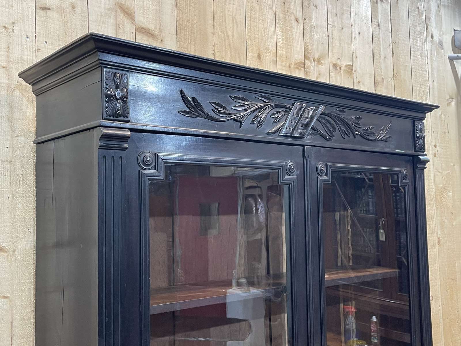 photo furniture Napoleon III 19th Century Bookcase In Blackened Wood