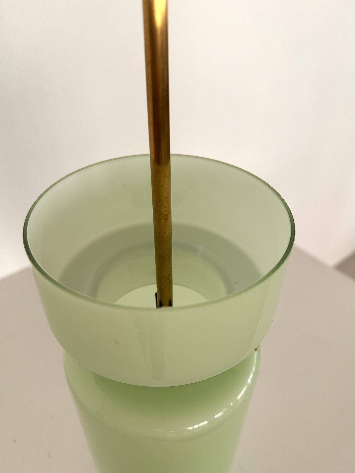 Italian Murano Glass Pendant Light In Kiwi Green By Vistosi, 1980s photo for sale