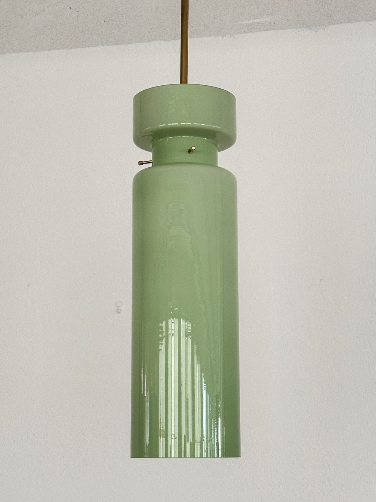 Italian Murano Glass Pendant Light In Kiwi Green By Vistosi, 1980s photo 1100.0