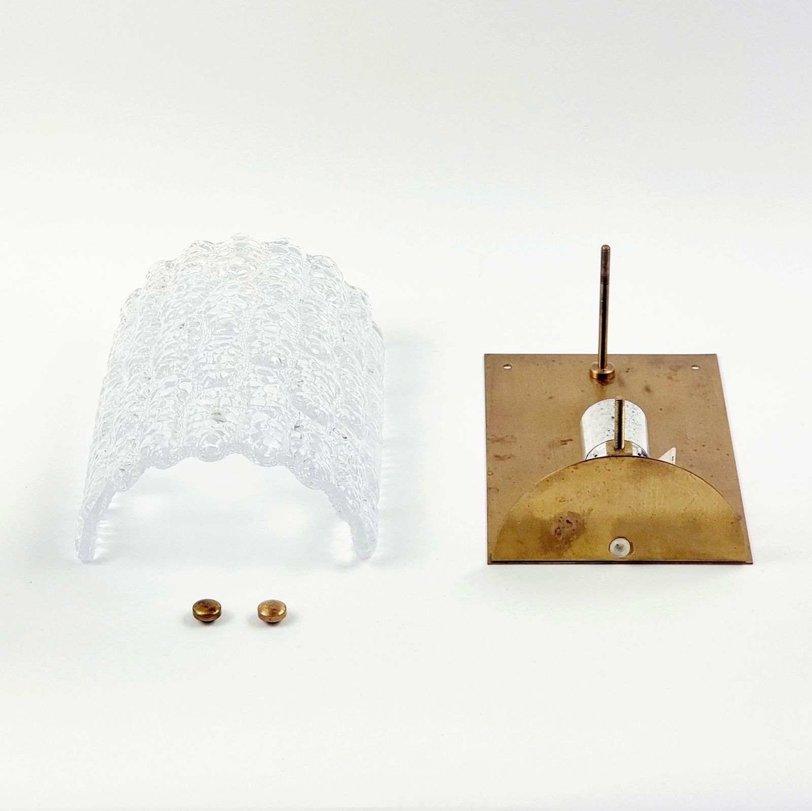 Lighting Mid Century Scandinavian Glass & Brass Wall Light By Carl Fagerlund For Orrefors, Sweden, 1960s photo
