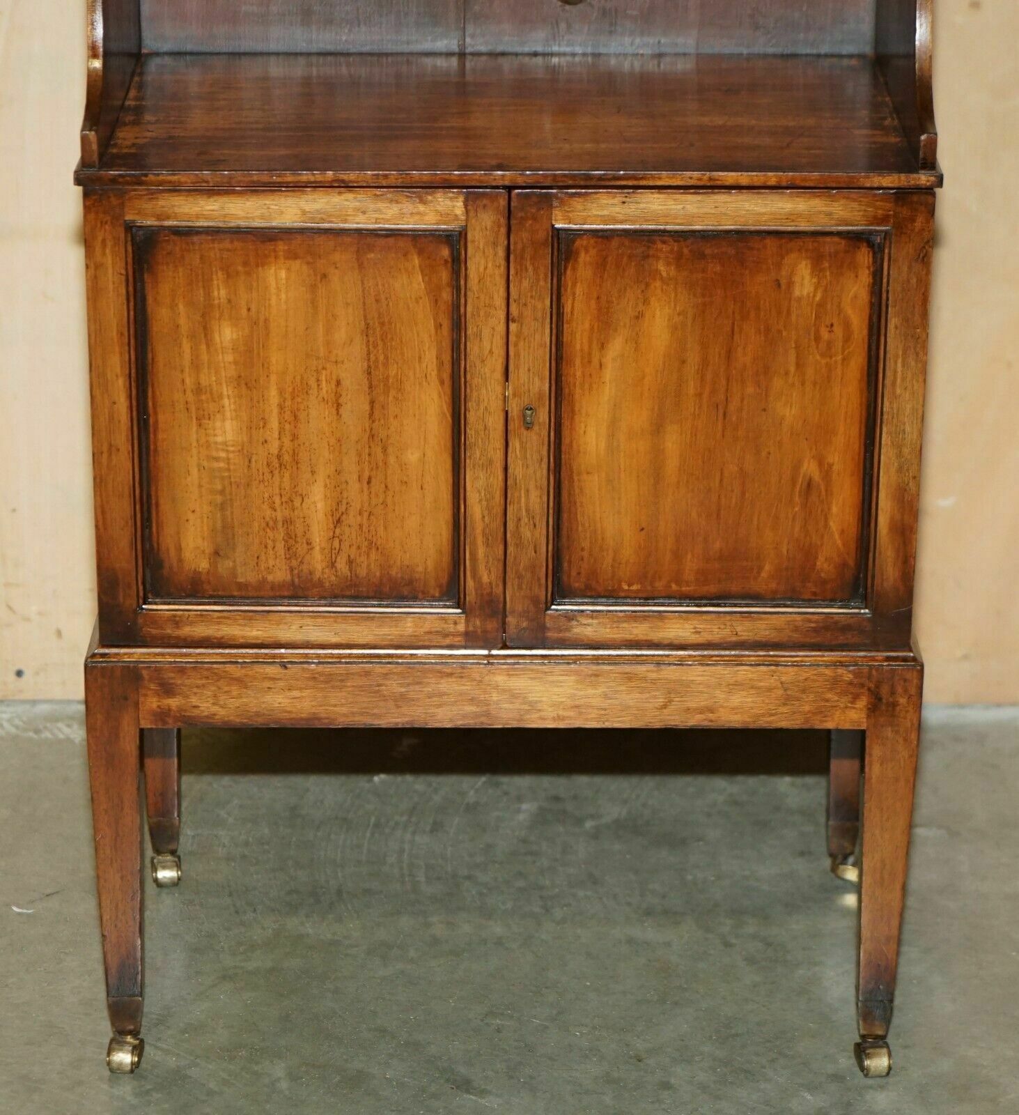 Pair Of Original Antique Regency Circa 1815 Dwarf Open Waterfall Bookcases photo buy