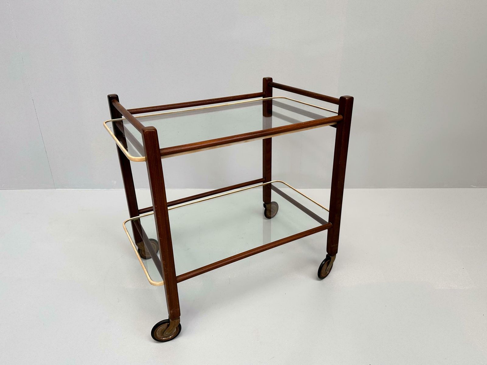 Vintage Teak Trolley With Two Glass Tops By Cees Braakman For Pastoe, 1950s photo furniture