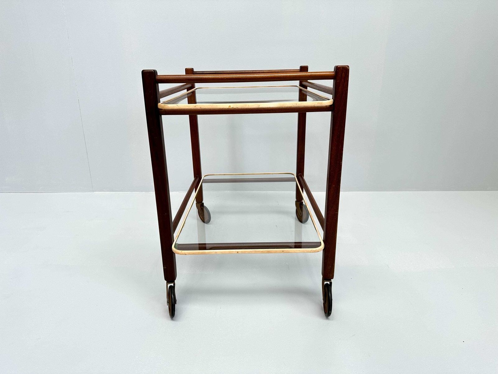 Vintage Teak Trolley With Two Glass Tops By Cees Braakman For Pastoe, 1950s photo vinterior