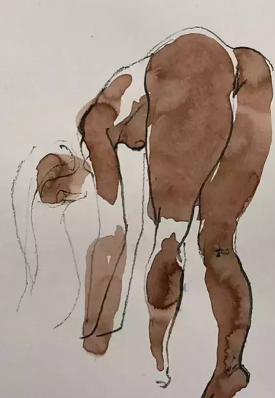 Serhiy Reznichenko, Watercolor Nude Sketch, 21st Century photo furniture