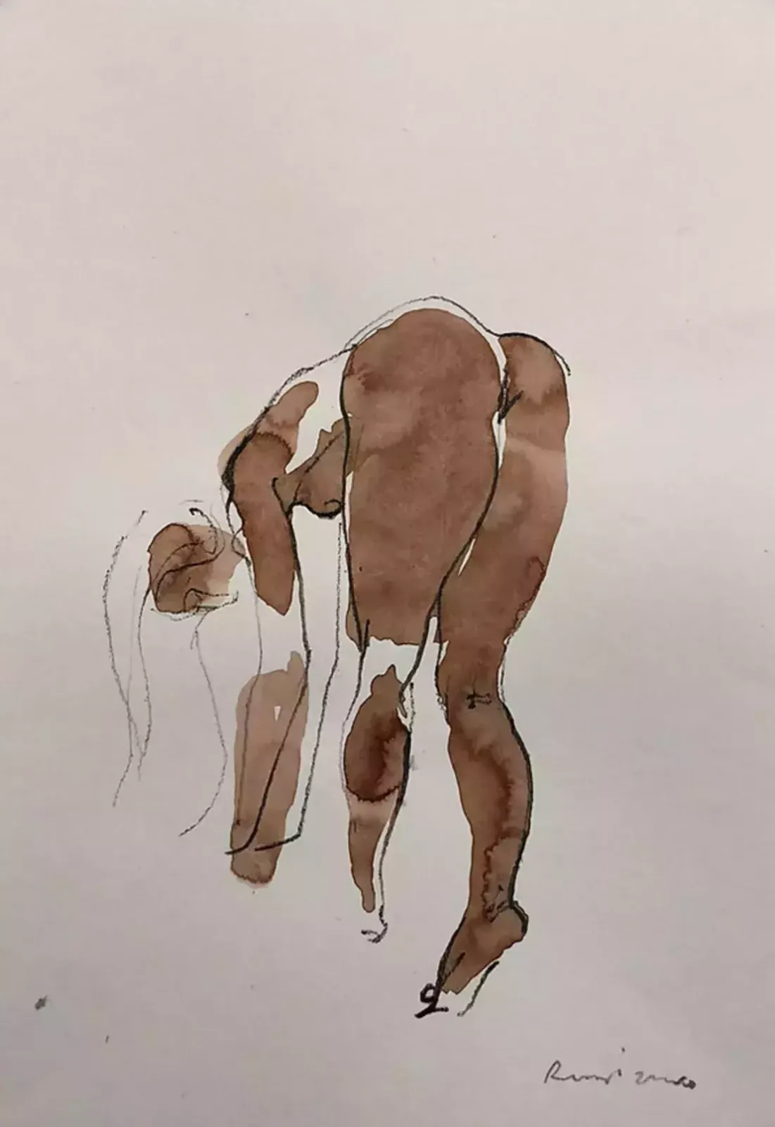 Serhiy Reznichenko, Watercolor Nude Sketch, 21st Century photo for sale