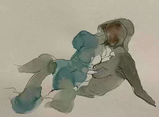 Serhiy Reznichenko, Watercolor Nude Sketch, 21st Century photo furniture