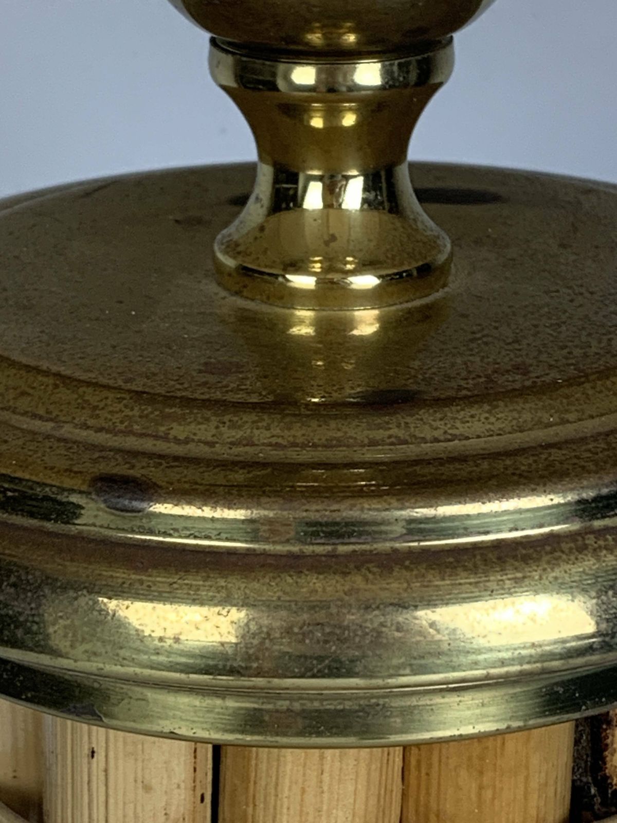 photo furniture Midcentury Bamboo And Brass Large Mushroom Table Lamp By Leola, 1960s