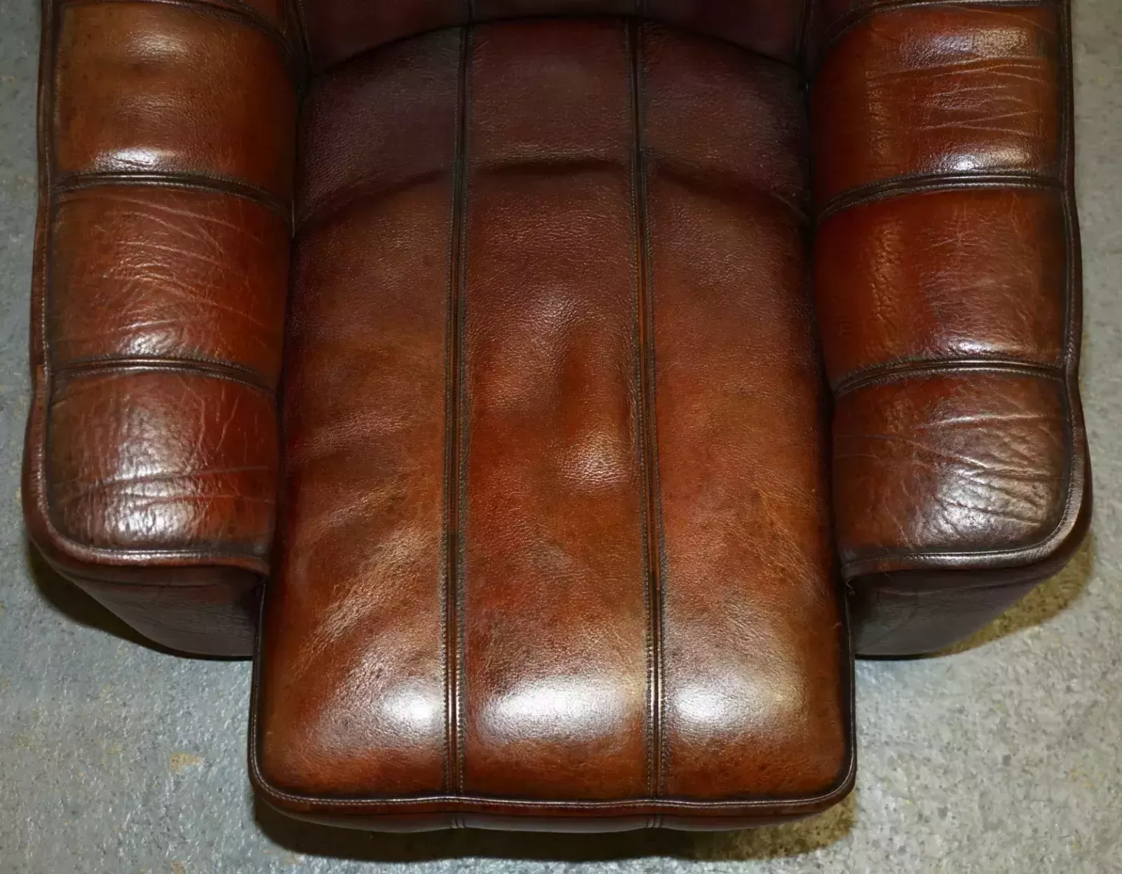 photo buy De Sede Ds44 Reclining Brown Buffalo Neck Leather Pair Of Armchairs & Sofa Suite
