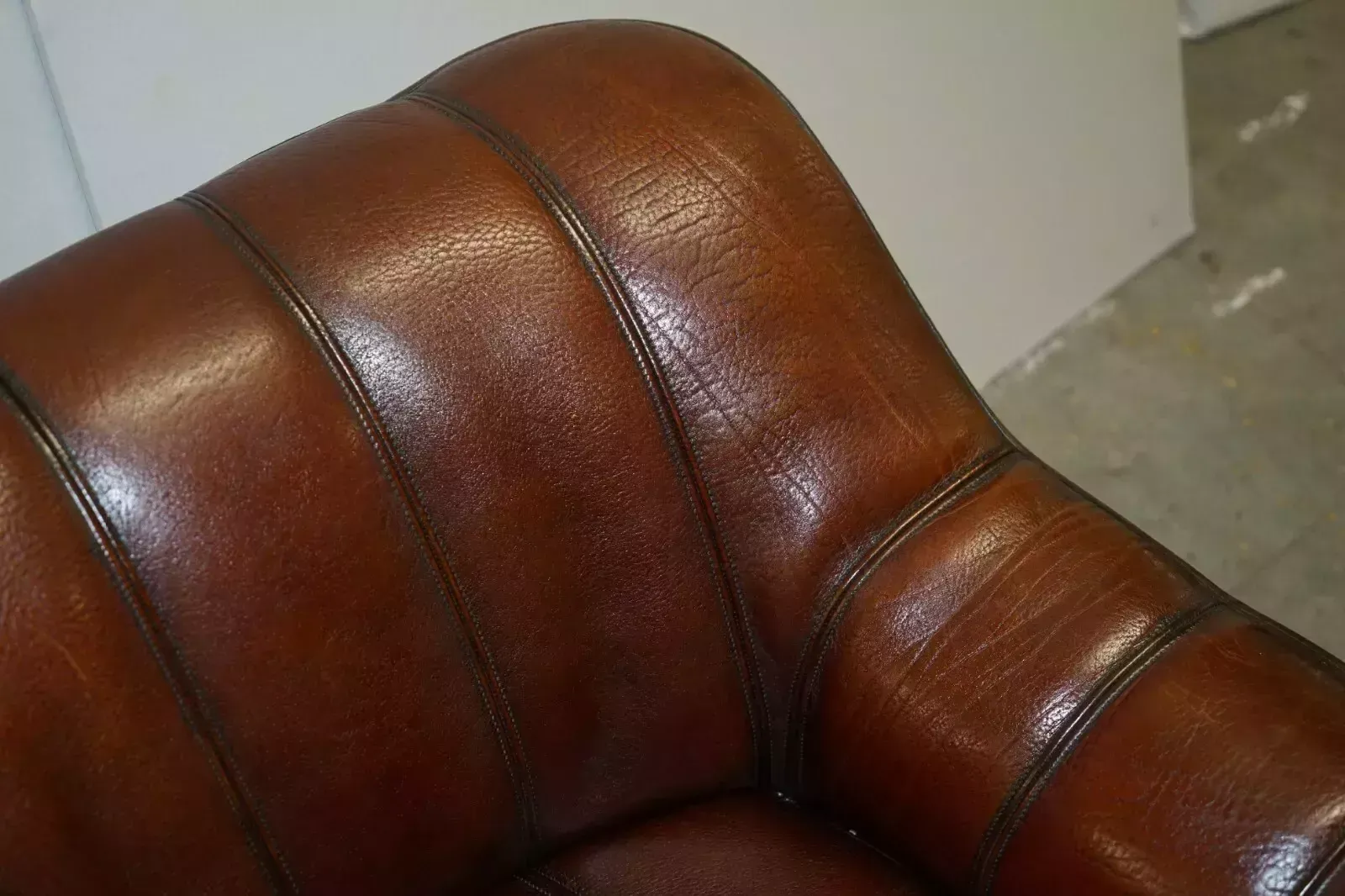 photo for sale Cir 1960's De Sede Ds 44 Reclining Brown Buffalo Neck Leather Armchair & Ottoman