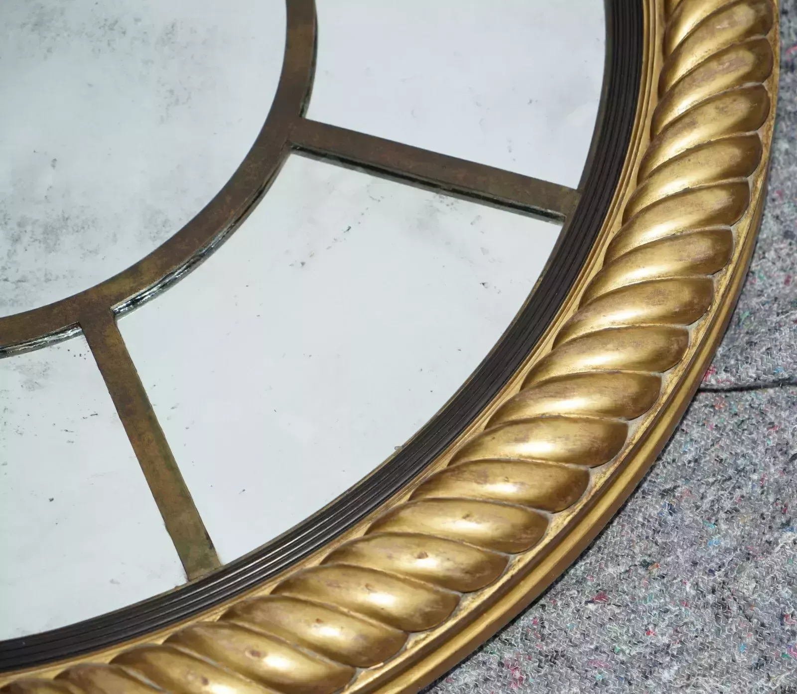 Large 110cm Round Georgian Style Gold Gilt Hand Carved Antiqued Glass Mirror photo buy