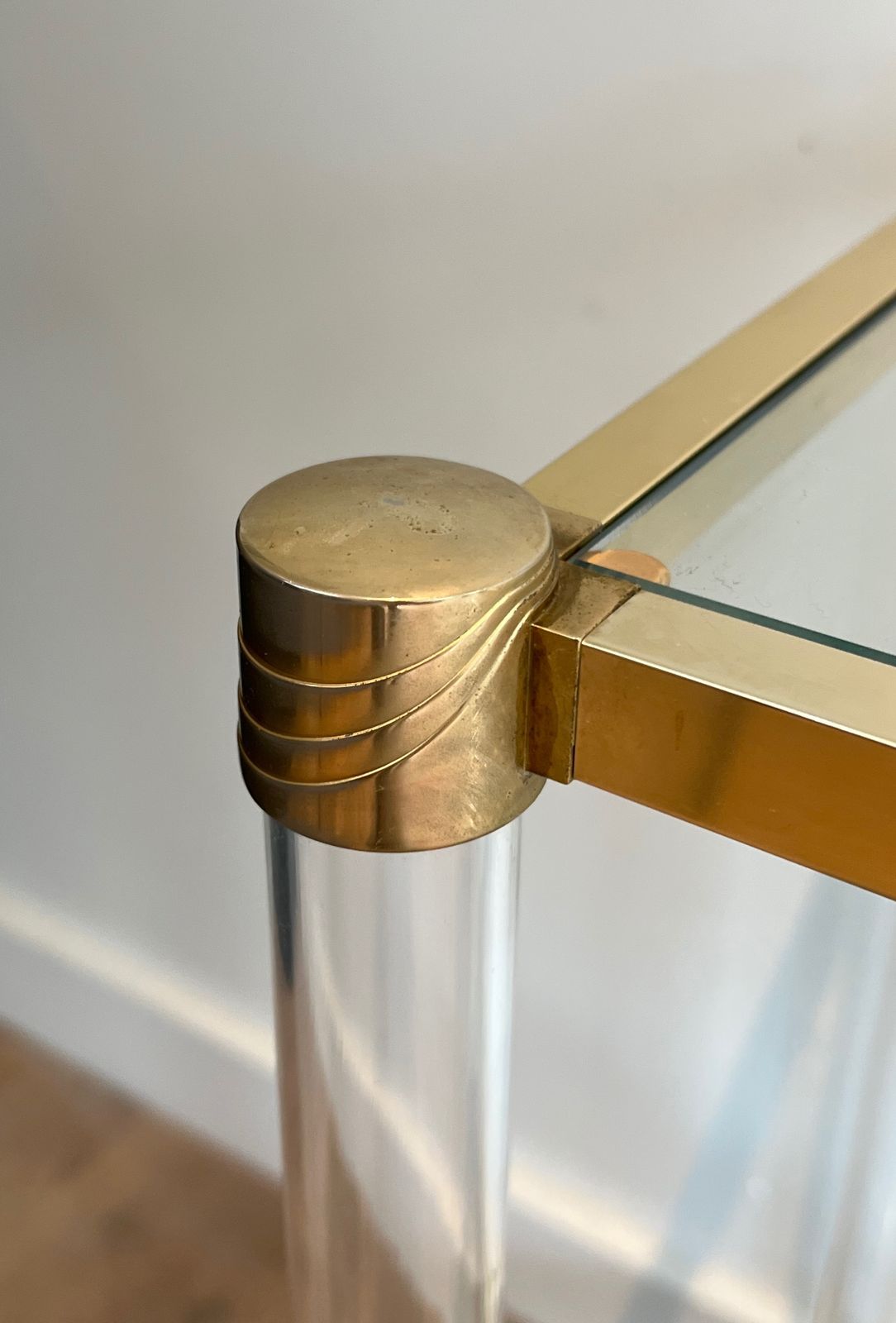 Console In Plexiglass And Golden Metal. Circa 1970 photo 1850.0