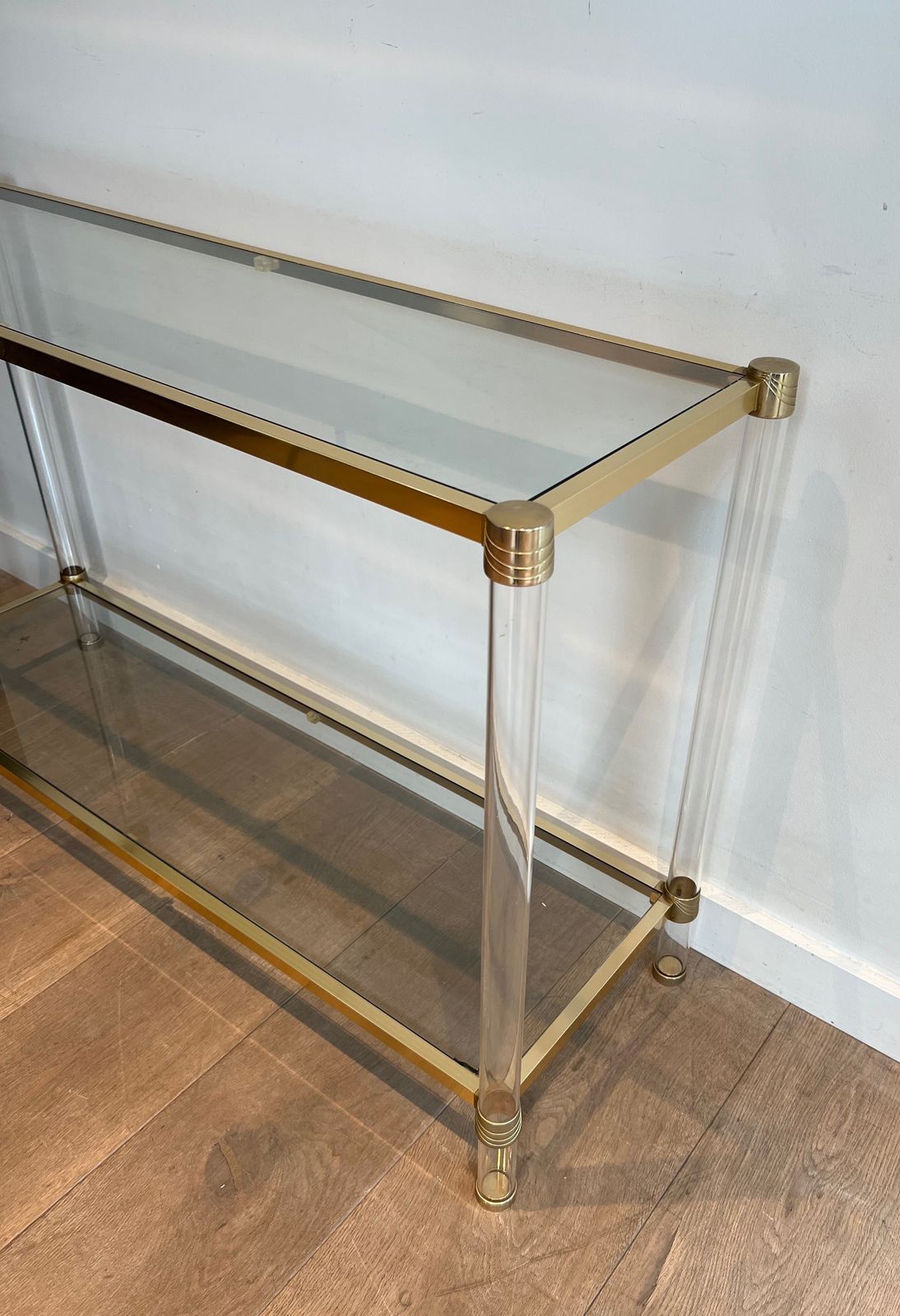 Console In Plexiglass And Golden Metal. Circa 1970 photo buy