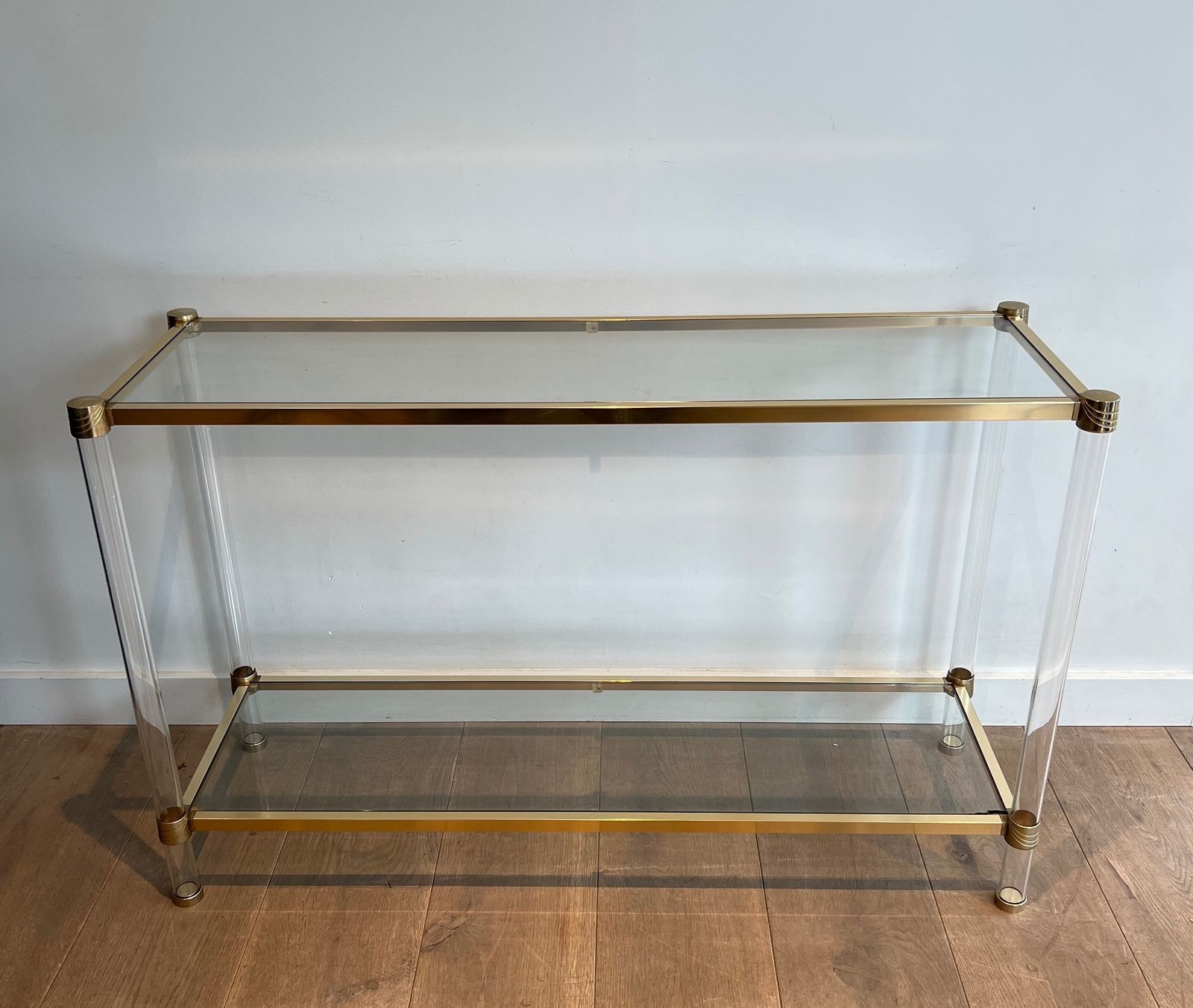 photo buy Console In Plexiglass And Golden Metal. Circa 1970