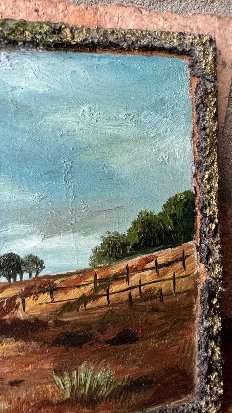 Mid Century Miniature Oil Painting Depicting A Sea Shore photo vinterior