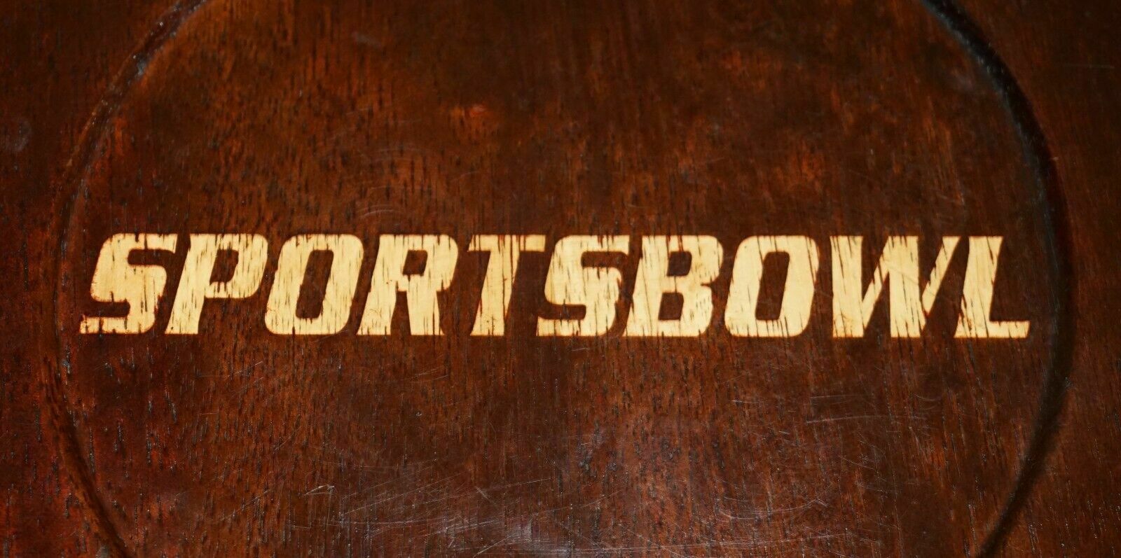 Three Original American Sports Bowl Kitchen Bar Pub Stools In Mahogany photo 1500.0