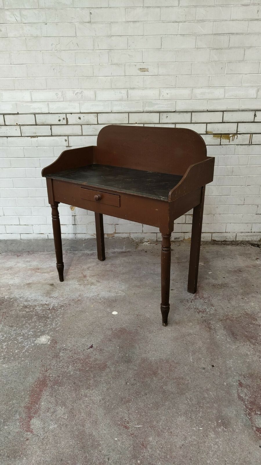 Antique Victorian Rustic Scumbled Pine Washstand Table With Faux Marble Top photo buy