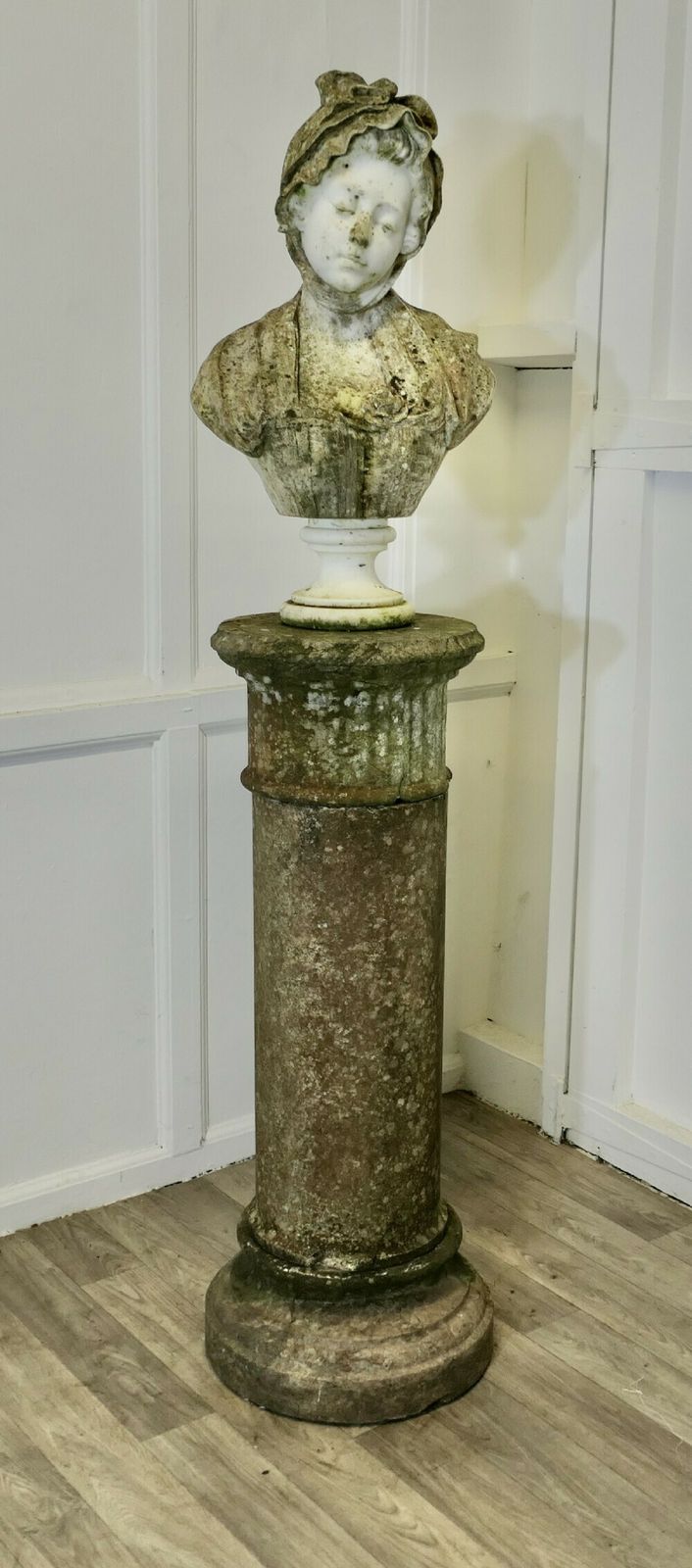 19th Century Carved Carrara Marble Bust Of A Young Girl After Greuze photo furniture