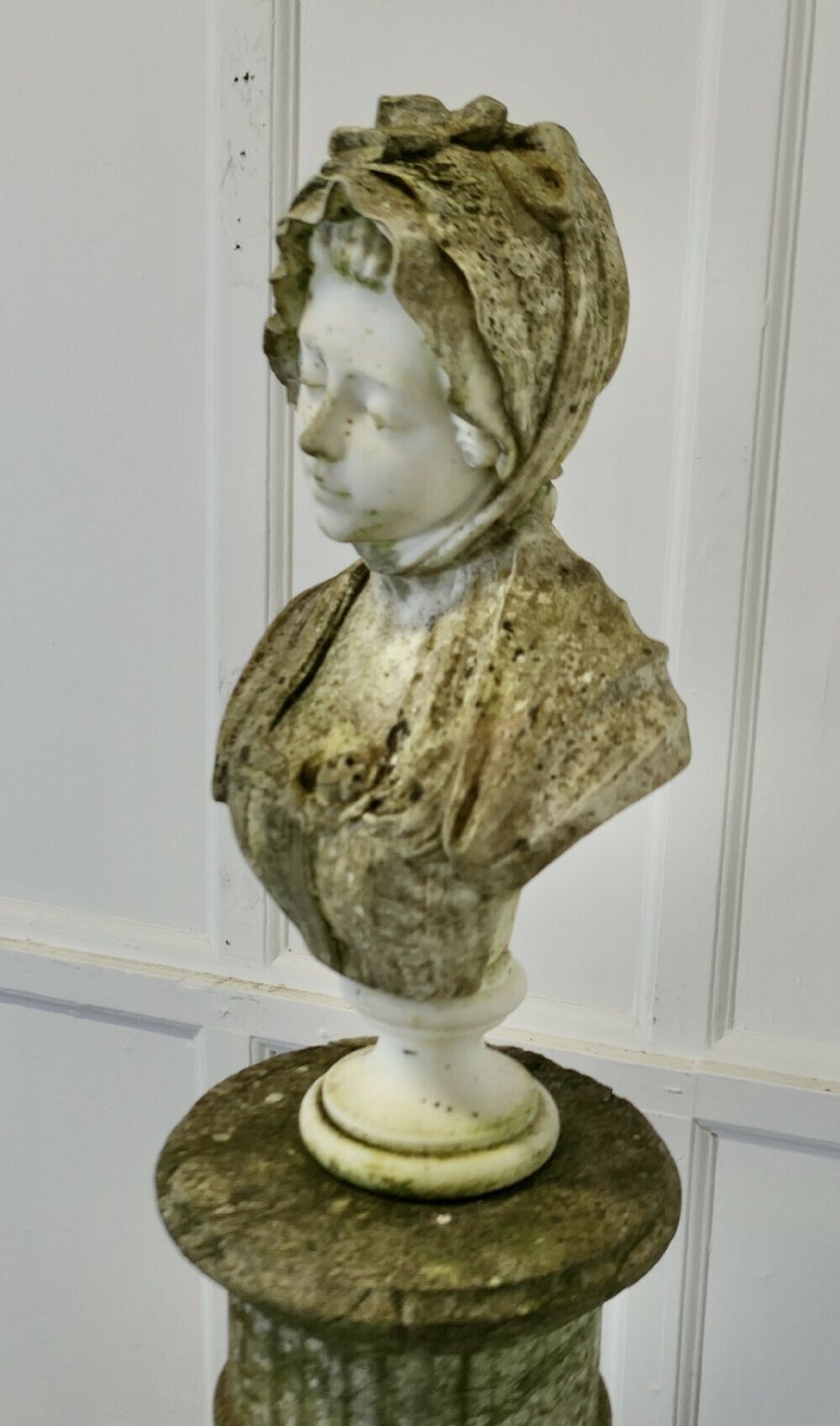 19th Century Carved Carrara Marble Bust Of A Young Girl After Greuze photo vinterior