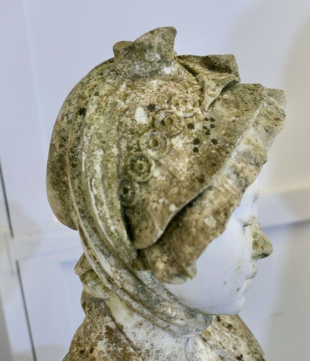 19th Century Carved Carrara Marble Bust Of A Young Girl After Greuze photo vintage