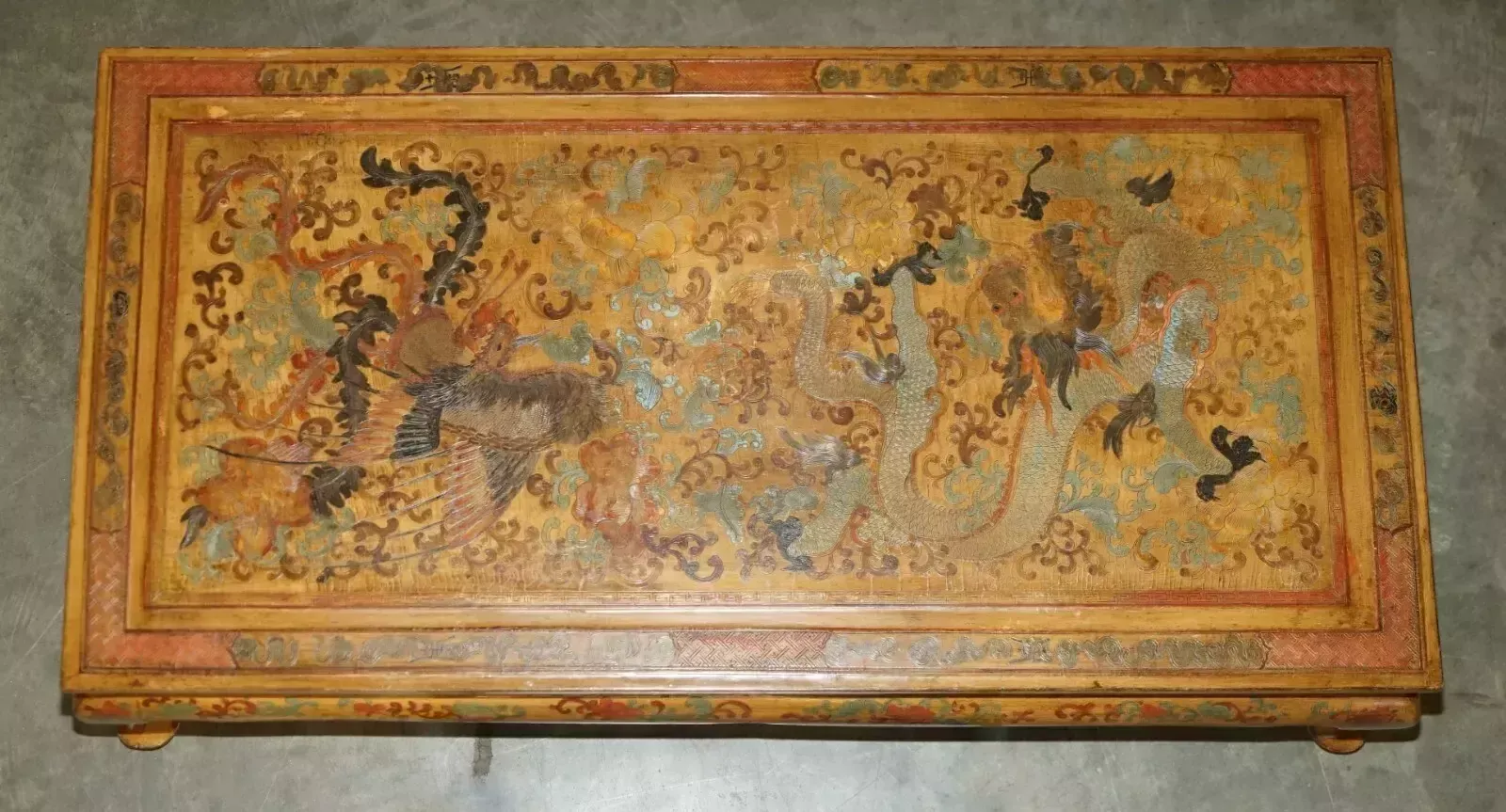 Extremely Ornate Gilt & Lacquered Chinese Dragon Chinoiserie Opium Coffee Table photo Furniture