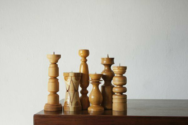 Scandinavian Wooden Candleholders, Set Of 6 photo furniture