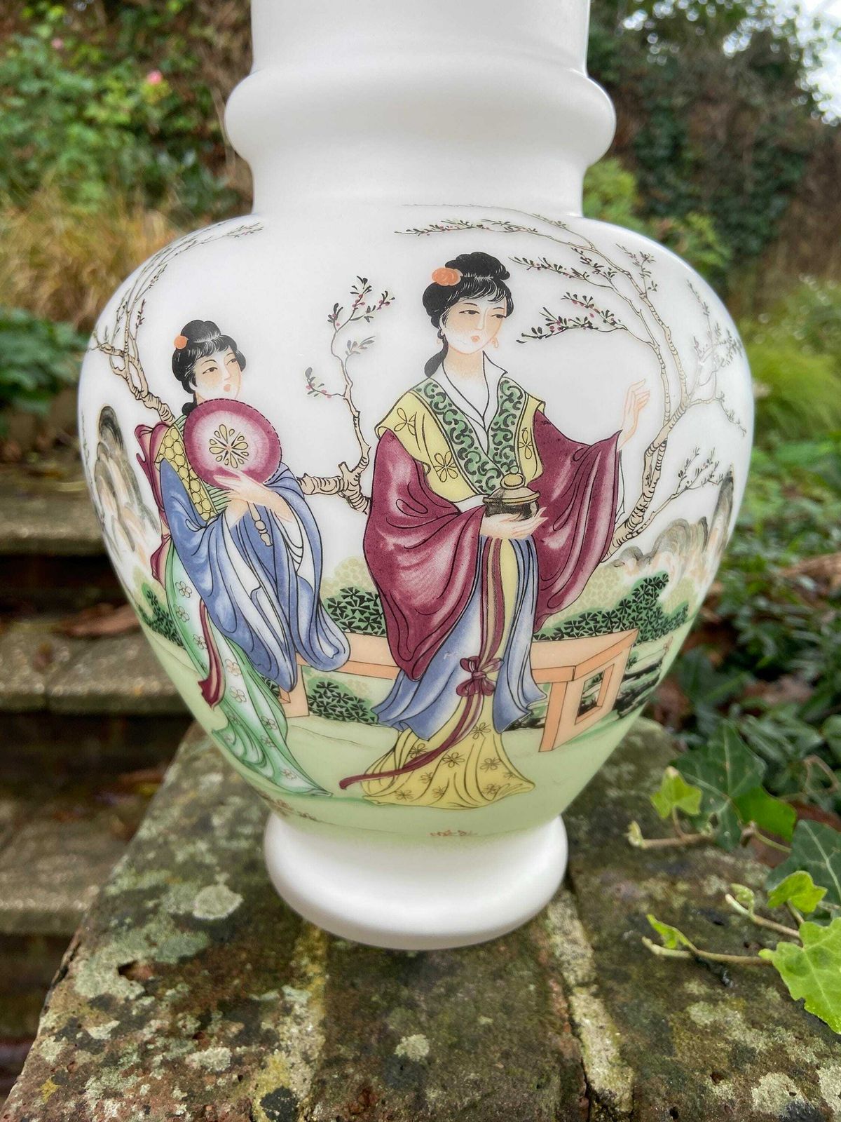 Simply Stunning Early Mid Century Italian Table Lamp Depicting Geishas And Japanese Scene   Working Table Lamp photo for sale