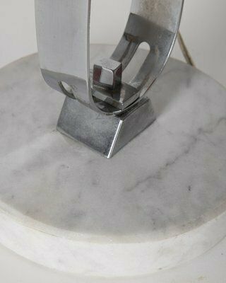 Vintage Italian Table Lamp In Marble And Orange Metal, 1960s photo vinterior