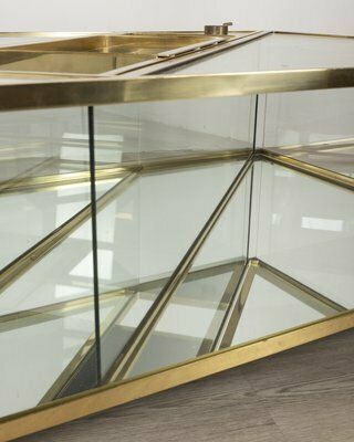 Vintage Italian Table In Golden Brass And Crystal, 1960s photo 2410.0