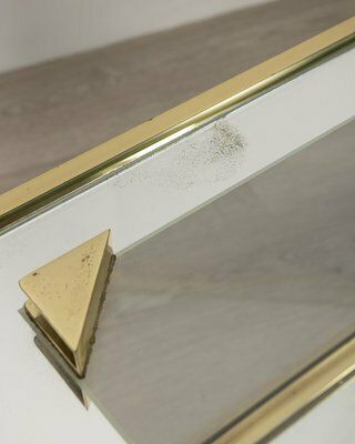 photo vinterior Vintage Italian Table In Golden Brass And Crystal, 1960s