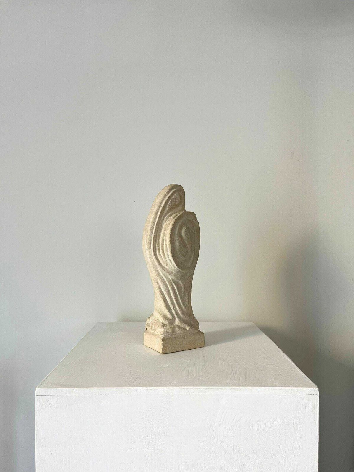 French Mid Century Abstract Carved Stone Sculpture Of Female Figure C. 1970s photo furniture