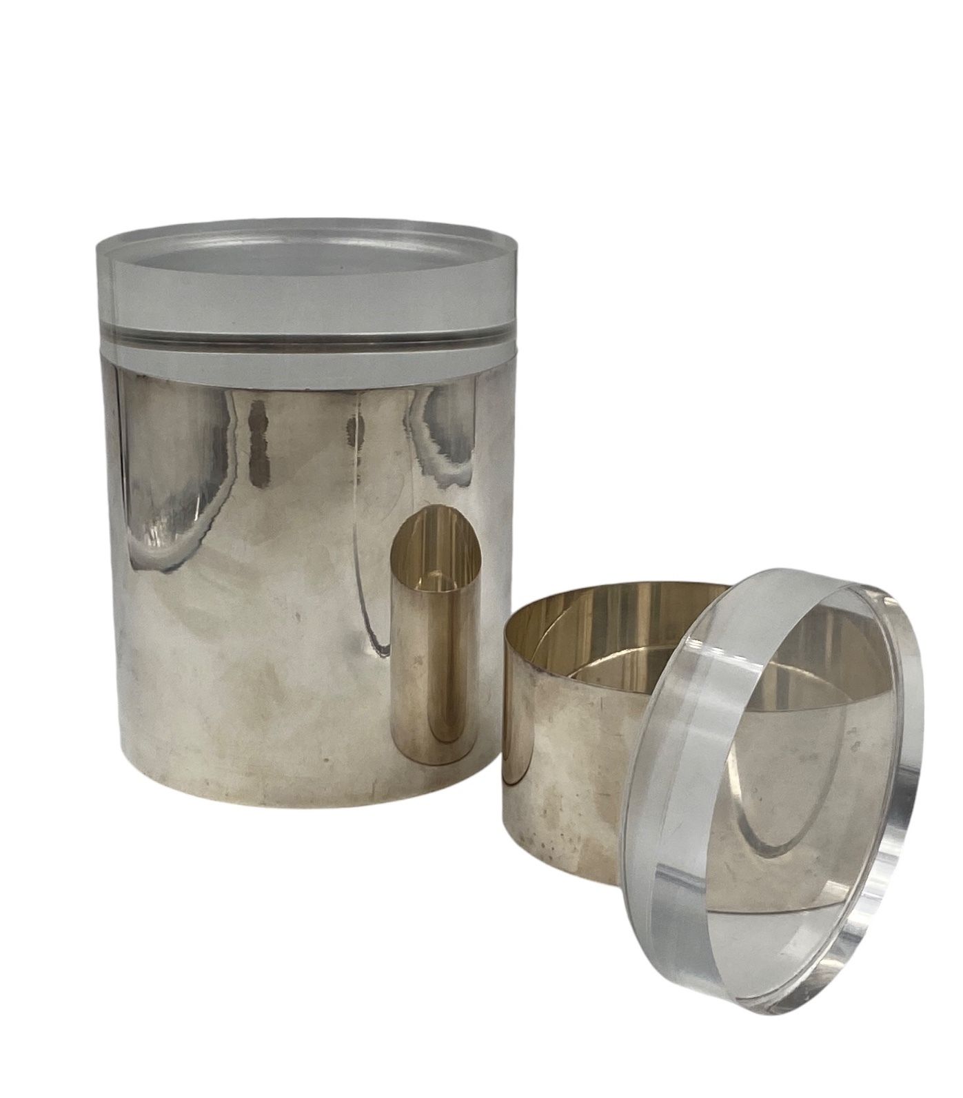 Modernist Lucite And Silver Plate Set Of Boxes, Mellerio Paris, France 1970s photo 1200.0