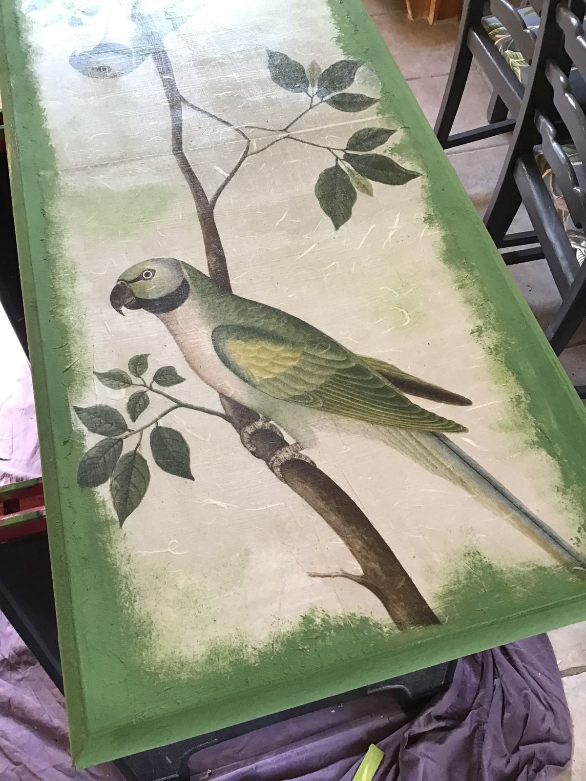 Coffee Table With Exotic Birds Of Paradise…Chalk Paint Wood…With Clear Wax Finish For Hard Finish photo furniture