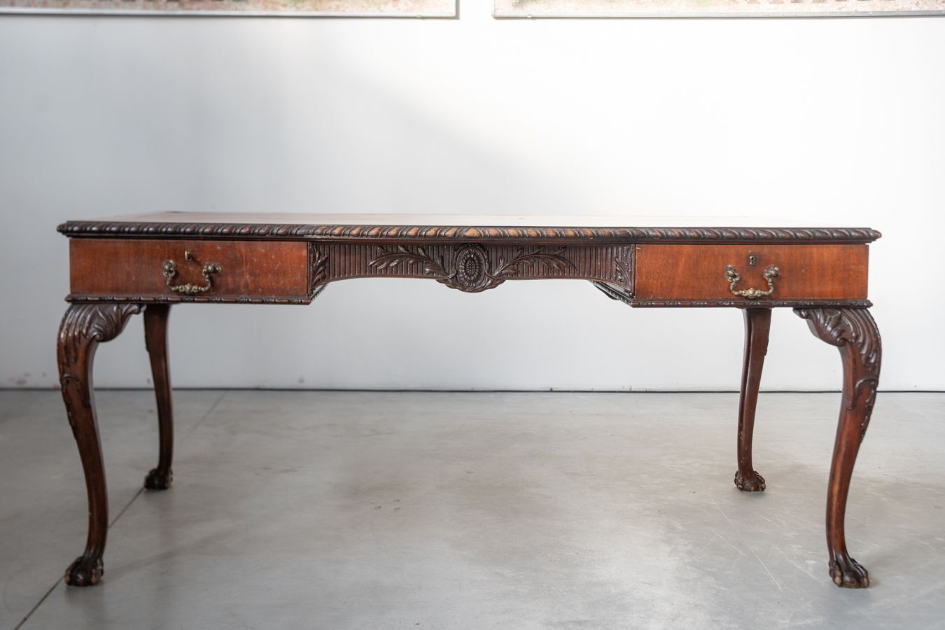 Late 19th/Early 20th Century Edwardian Desk With Lion Paw Feet