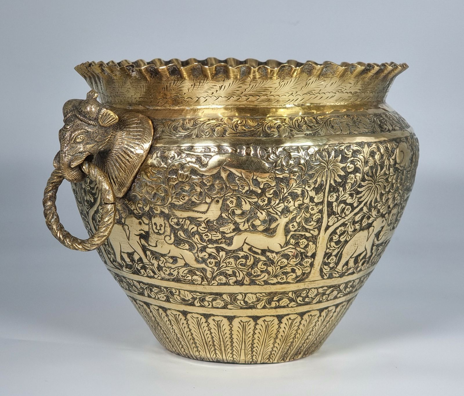 19th Century Indian Raj Period Brass Jardiniere Or Planter Circa 1880 photo 465.0