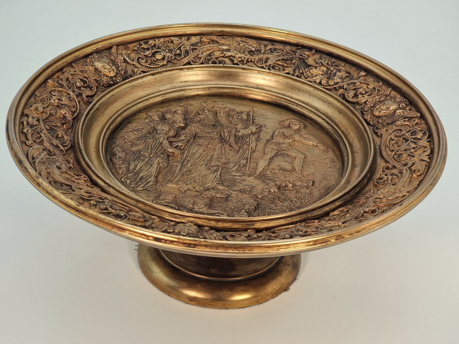 An Aesthetic Movement Gilt Table Centre Piece Or Tazza, Highly Decorative.