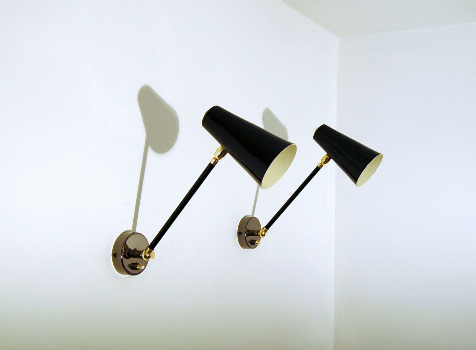 Pair Of Wall Lamp Articulated With Switch   Metal And Brass   Black Color photo for sale