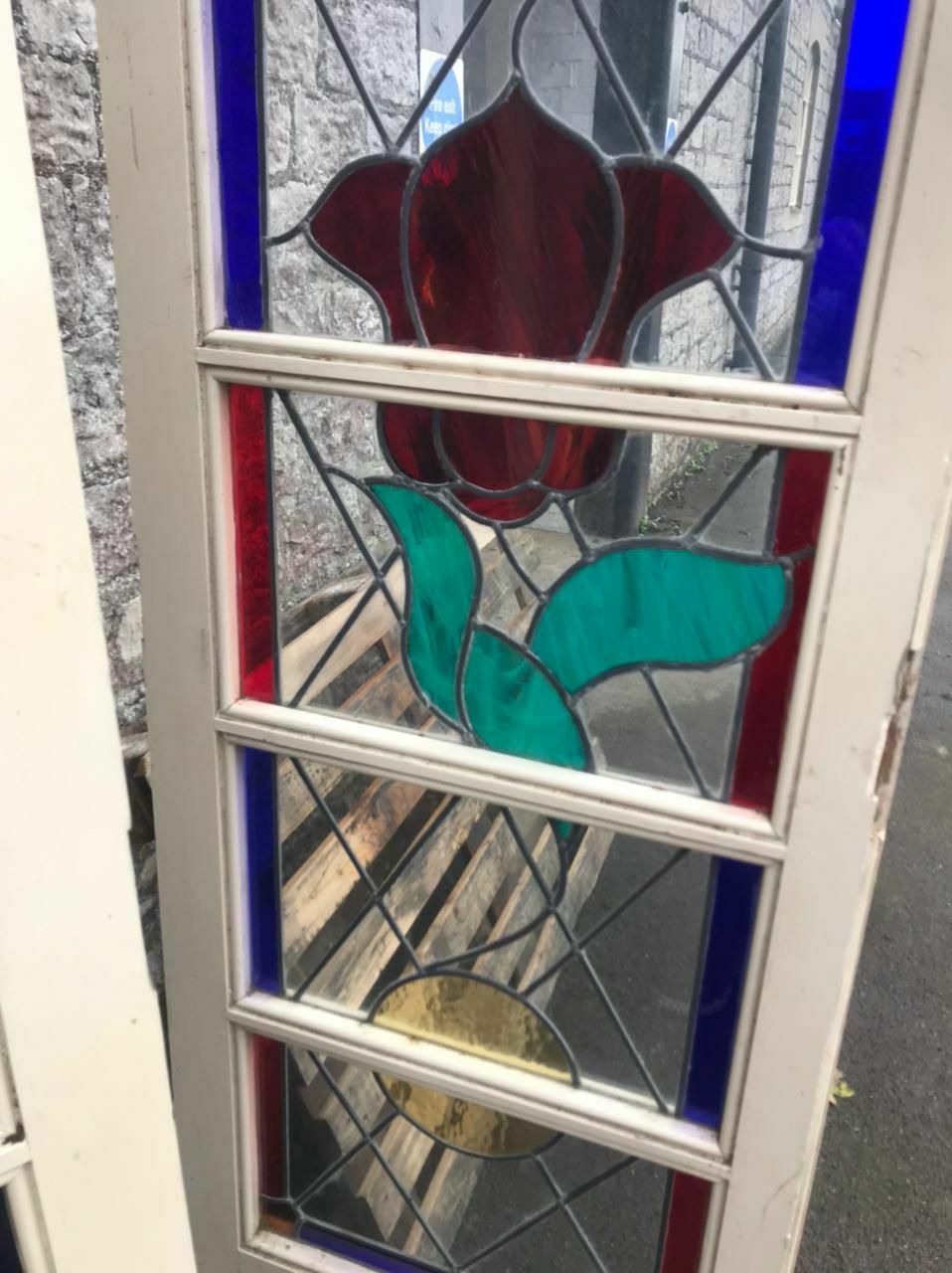 Vintage Stained Glass French Doors photo for sale