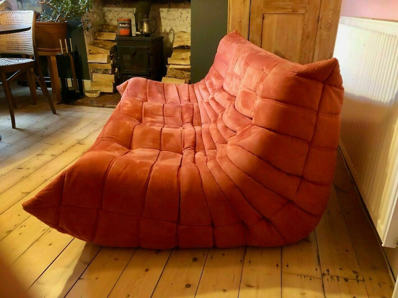 Ligne Roset By Michel Ducaroy Togo Orange Sofa And Footstool, 3 Seater photo Furniture