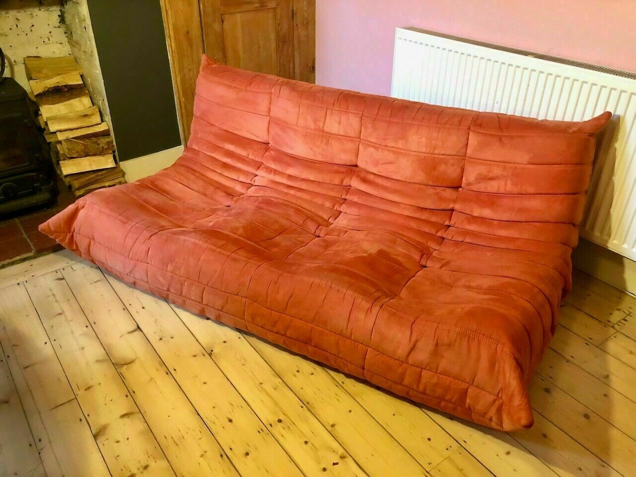 Ligne Roset By Michel Ducaroy Togo Orange Sofa And Footstool, 3 Seater photo 4250.0